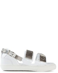 weiße verzierte flache Sandalen aus Leder von Toga