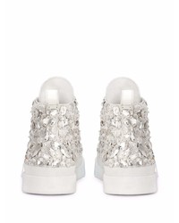 weiße verzierte hohe Sneakers aus Leder von Dolce & Gabbana