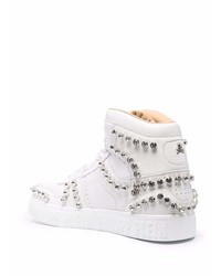 weiße verzierte hohe Sneakers aus Leder von Philipp Plein