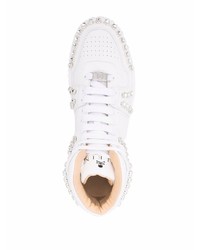 weiße verzierte hohe Sneakers aus Leder von Philipp Plein