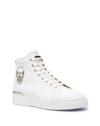 weiße verzierte hohe Sneakers aus Leder von Philipp Plein