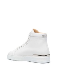 weiße verzierte hohe Sneakers aus Leder von Philipp Plein