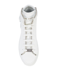 weiße verzierte hohe Sneakers aus Leder von Philipp Plein