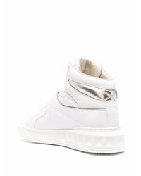 weiße verzierte hohe Sneakers aus Leder von Valentino Garavani