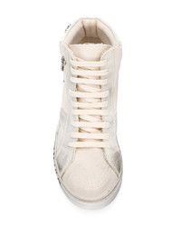 weiße verzierte hohe Sneakers aus Segeltuch von Saint Laurent