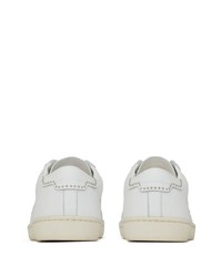 weiße verzierte Leder niedrige Sneakers von Saint Laurent