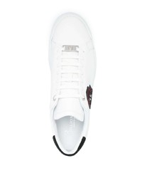 weiße verzierte Leder niedrige Sneakers von Billionaire