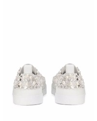 weiße verzierte Leder niedrige Sneakers von Dolce & Gabbana