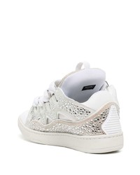 weiße verzierte Leder niedrige Sneakers von Lanvin