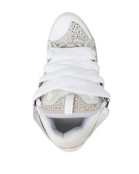 weiße verzierte Leder niedrige Sneakers von Lanvin