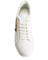 weiße verzierte Leder niedrige Sneakers von Casadei