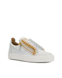 weiße verzierte Leder niedrige Sneakers von Giuseppe Zanotti