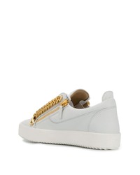 weiße verzierte Leder niedrige Sneakers von Giuseppe Zanotti