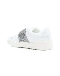 weiße verzierte Leder niedrige Sneakers von Valentino