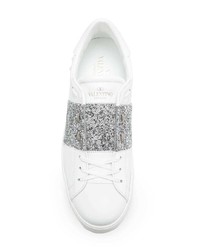 weiße verzierte Leder niedrige Sneakers von Valentino