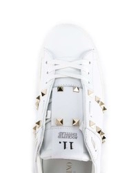 weiße verzierte Leder niedrige Sneakers von Valentino
