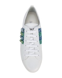 weiße verzierte Leder niedrige Sneakers von Miu Miu