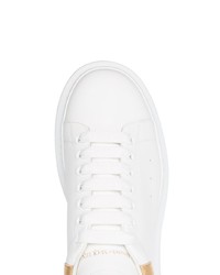 weiße verzierte Leder niedrige Sneakers von Alexander McQueen