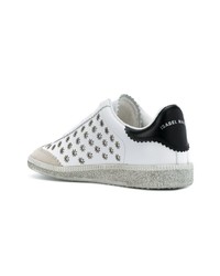 weiße verzierte Leder niedrige Sneakers von Isabel Marant