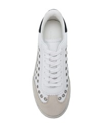 weiße verzierte Leder niedrige Sneakers von Isabel Marant