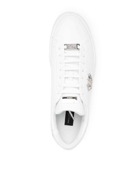 weiße verzierte Leder niedrige Sneakers von Philipp Plein