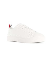 weiße verzierte Leder niedrige Sneakers von Moncler