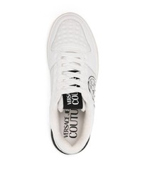 weiße verzierte Leder niedrige Sneakers von VERSACE JEANS COUTURE