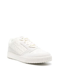 weiße verzierte Leder niedrige Sneakers von Emporio Armani