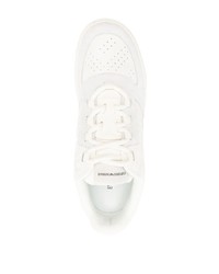 weiße verzierte Leder niedrige Sneakers von Emporio Armani