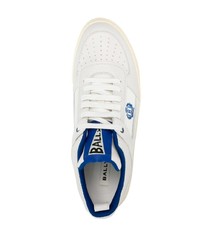 weiße verzierte Leder niedrige Sneakers von Bally