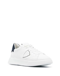 weiße verzierte Leder niedrige Sneakers von Philippe Model Paris