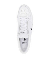 weiße verzierte Leder niedrige Sneakers von Polo Ralph Lauren