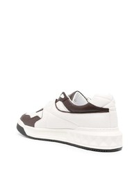 weiße verzierte Leder niedrige Sneakers von Valentino Garavani