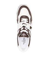 weiße verzierte Leder niedrige Sneakers von Valentino Garavani