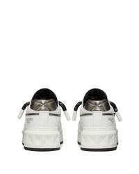 weiße verzierte Leder niedrige Sneakers von Valentino Garavani