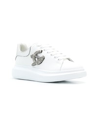 weiße verzierte Leder niedrige Sneakers von Alexander McQueen