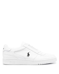 weiße verzierte Leder niedrige Sneakers von Polo Ralph Lauren