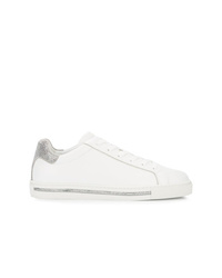 weiße verzierte Leder niedrige Sneakers von Rene Caovilla