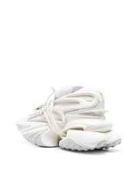 weiße verzierte Leder niedrige Sneakers von Balmain