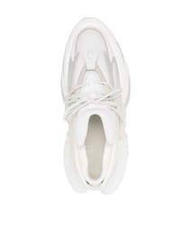 weiße verzierte Leder niedrige Sneakers von Balmain