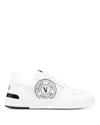 weiße verzierte Leder niedrige Sneakers von VERSACE JEANS COUTURE