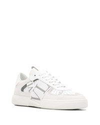 weiße verzierte Leder niedrige Sneakers von Valentino Garavani