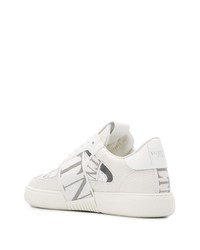 weiße verzierte Leder niedrige Sneakers von Valentino Garavani