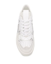 weiße verzierte Leder niedrige Sneakers von Valentino Garavani