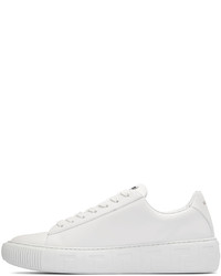 weiße verzierte Leder niedrige Sneakers von Versace