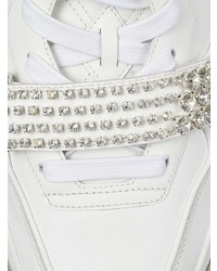 weiße verzierte niedrige Sneakers von Jimmy Choo