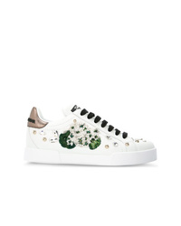 weiße verzierte niedrige Sneakers von Dolce & Gabbana