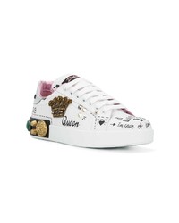 weiße verzierte niedrige Sneakers von Dolce & Gabbana