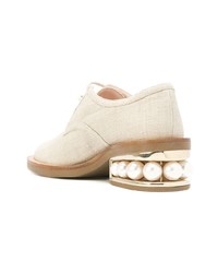 weiße verzierte Segeltuch Oxford Schuhe von Nicholas Kirkwood