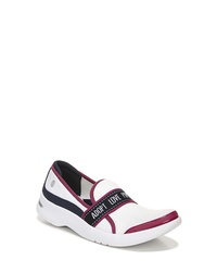 weiße verzierte Slip-On Sneakers aus Segeltuch